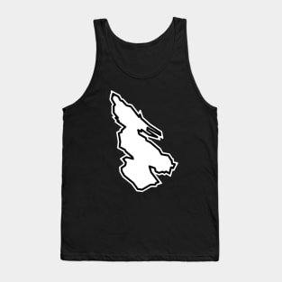 Salt Spring Island in a Simple White Silhouette - British Columbia - Salt Spring Island Tank Top